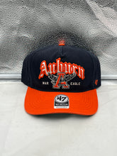 Load image into Gallery viewer, Auburn Tigers NCAA '47 Brand Blue TT Hitch Script Adjustable Snapback Hat displayed on a flat surface showcasing its vibrant blue color and classic script logo.