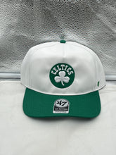 Load image into Gallery viewer, Boston Celtics NBA '47 Brand White Two Tone Hitch Adjustable Snapback Hat, a stylish and comfortable accessory for fans, featuring adjustable fit and vibrant team colors.