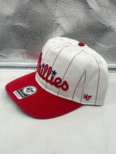 Load image into Gallery viewer, Side view of the Philadelphia Phillies MLB '47 Brand White Script Hitch Adjustable Snapback Hat highlighting its adjustable snapback closure for a comfortable fit.