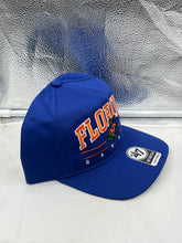 Load image into Gallery viewer, Florida Gators NCAA '47 Throwback Blue Roscoe Hitch Adjustable Snapback Hat displayed on a model showcasing school pride.