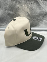 Load image into Gallery viewer, Miami Hurricanes NCAA '47 Brand Natural Two Tone Hitch Adjustable Snapback Hat front view showcasing the stylish two-tone design and prominent Miami Hurricanes logo.