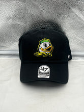 Load image into Gallery viewer, Oregon Ducks NCAA '47 Brand Black Clean Up Adjustable Strapback Hat showcasing the team logo, perfect for game day and casual wear.