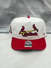 Load image into Gallery viewer, St. Louis Cardinals MLB '47 Brand White TT Script Hitch Adjustable Snapback Hat showcasing the Cardinals script logo in a stylish white design.