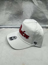 Load image into Gallery viewer, Boston Red Sox MLB '47 Brand White Script Rope Hitch Adjustable Snapback Hat featuring a stylish design with rope detail and adjustable fit.