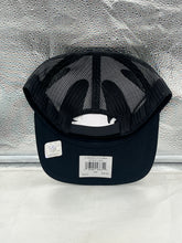 Load image into Gallery viewer, Side view of the Detroit Lions NFL '47 Brand Black Trucker Mesh Strapback Adjustable Hat with breathable mesh panels.