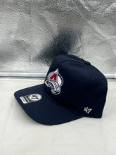 Load image into Gallery viewer, Side view of the Colorado Avalanche NHL '47 Brand Navy Blue Hitch Adjustable Snapback Hat highlighting its adjustable snapback strap.