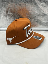 Load image into Gallery viewer, Texas Longhorns NCAA '47 Brand Script Orange Rope Hitch Adjustable Snapback Hat side view highlighting adjustable snapback closure for a perfect fit.