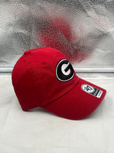 Load image into Gallery viewer, Georgia Bulldogs NCAA '47 Red Clean Up Adjustable Strapback Hat side view highlighting the adjustable strapback design for a comfortable fit.