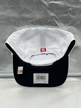 Load image into Gallery viewer, Side view of the Nebraska Cornhuskers NCAA '47 Brand White Hitch Rope Adjustable Snapback Hat, featuring the adjustable strap and unique rope detailing.