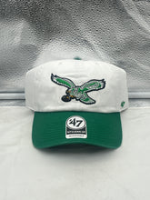 Load image into Gallery viewer, 47 Philadelphia Eagles NFL Throwback White Two Tone Adjustable Hat - Classic Clean Up Style showing the front view, an authentic Philadelphia Eagles hat.