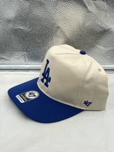 Load image into Gallery viewer, Side profile of the Los Angeles Dodgers MLB '47 Brand Natural Two Tone Hitch Adjustable Snapback Hat showcasing its two-tone color scheme.