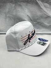 Load image into Gallery viewer, Close-up view of the Auburn Tigers NCAA '47 Brand White Hitch Rope Adjustable Snapback Hat highlighting the quality materials and adjustable snapback closure for a perfect fit.