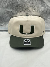 Load image into Gallery viewer, Miami Hurricanes NCAA '47 Brand Natural Two Tone Hitch Adjustable Snapback Hat front view showcasing team logo and classic two-tone design.