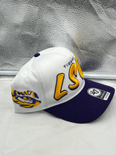 Load image into Gallery viewer, Adjustable strap feature of the LSU Tigers NCAA '47 Brand White Two Tone Script Hitch Adjustable Snapback Hat, emphasizing its comfortable fit for all head sizes.