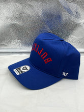 Load image into Gallery viewer, Buffalo Bills NFL '47 Brand Blue Reversed Script Hitch Snapback Adjustable Hat showcasing the unique reversed script design and vibrant blue color.