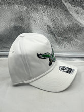 Load image into Gallery viewer, Side angle of the Philadelphia Eagles NFL '47 Throwback White Rope Hitch Snapback Adjustable Hat emphasizing the stylish throwback design.