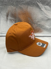 Load image into Gallery viewer, Close-up of the embroidered logo on the Texas Longhorns NCAA '47 Brand Throwback Orange Hitch Snapback Adjustable Hat, reflecting team spirit and quality craftsmanship.