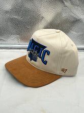 Load image into Gallery viewer, Orlando Magic NBA '47 Brand Natural Two Tone Hitch Snapback Adjustable Hat side view highlighting the adjustable strap for a comfortable fit.