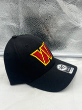 Load image into Gallery viewer, Close-up of the embroidery on the Washington Commanders NFL '47 Brand Black MVP Adjustable Hat, demonstrating quality craftsmanship.