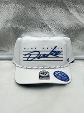 Load image into Gallery viewer, Duke Blue Devils NCAA '47 Brand White Hitch Rope Adjustable Snapback Hat featuring durable materials, adjustable snapback design, and a bold logo for fans supporting Duke basketball.