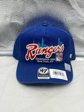 Load image into Gallery viewer, New York Rangers NHL '47 Blue Charlton Hitch Adjustable Snapback Hat displayed with Rangers logo against a white background.