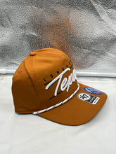 Load image into Gallery viewer, Texans Longhorns NCAA '47 Brand Orange Hitch Rope Adjustable Snapback Hat displayed in outdoor setting, perfect for game days and everyday wear.
