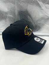 Load image into Gallery viewer, Lifestyle image of the Boston Bruins NHL '47 Brand Black Clean Up Strapback Adjustable Hat on display; a must-have Boston Bruins hat for collectors.