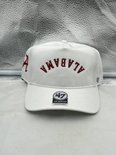 Load image into Gallery viewer, Alabama Crimson Tide NCAA 47 White Reversed Hitch Script Adjustable Snapback Hat showcasing the embroidered logo, perfect for fans of the Alabama Crimson Tide hat.