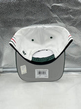 Load image into Gallery viewer, Side view of the New Jersey Devils NHL '47 Brand White Diamond Hitch Adjustable Snapback Hat showcasing its unique diamond pattern and bold team logo.