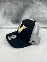 Load image into Gallery viewer, Vanderbilt Commodores NCAA '47 Brand Black Trucker Mesh Adjustable Snapback Hat - Front View showcasing team logo and stylish design.