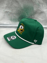 Load image into Gallery viewer, Oregon Ducks NCAA '47 Brand Green Hitch Rope Adjustable Snapback Hat with stylish hitch rope detail, ideal for game days or casual wear.