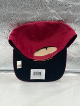 Load image into Gallery viewer, Side angle of the Arkansas Razorbacks NCAA '47 Brand Red Hitch Rope Script Adjustable Snapback Hat highlighting its adjustable snapback feature.