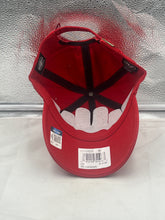 Load image into Gallery viewer, Wisconsin Badgers NCAA '47 Brand Throwback Red Clean Up Adjustable Strapback Hat presented on a mannequin, emphasizing its durability and stylish design.