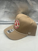 Load image into Gallery viewer, Close-up view of the Tampa Bay Buccaneers NFL '47 Brand Throwback Khaki Hitch Snapback Adjustable Hat featuring the iconic Buccaneers logo.