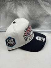 Load image into Gallery viewer, Side view of UConn Huskies NCAA '47 Brand Champs Off White TT Hitch Adjustable Snapback Hat showing embroidery details - trendy UConn Huskies hat.