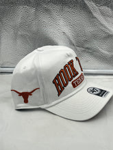 Load image into Gallery viewer, Back view of the Texas Longhorns NCAA '47 Brand White Script Rope Hitch Adjustable Hat, emphasizing the adjustable fit and unique rope detail for a vintage touch.