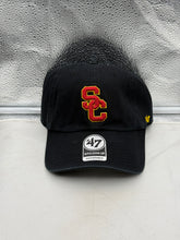 Load image into Gallery viewer, USC Trojans NCAA '47 Brand Black Clean Up Adjustable Strapback Hat showcasing the front logo and clean-up style design.