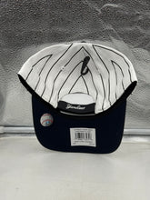 Load image into Gallery viewer, Side view of the New York Yankees MLB '47 Brand White Pinstripe Two Tone MVP Adjustable Hat emphasizing its unique two-tone color scheme, a must-have New York Yankees hat.
