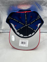 Load image into Gallery viewer, Washington Capitals NHL '47 Brand Blue Diamond Hitch Adjustable Snapback Hat - A close-up of the logo and fabric texture showcasing quality craftsmanship.