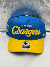 Load image into Gallery viewer, Los Angeles Chargers NFL '47 Blue Two Tone Script Hitch Snapback Adjustable Hat front view showcasing the stylish two-tone blue design.