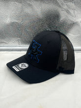 Load image into Gallery viewer, Kentucky Wildcats NCAA '47 Brand Black Trucker Adjustable Snapback Hat side view highlighting the snapback closure.