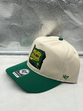 Load image into Gallery viewer, Side view of the Oregon Ducks NCAA '47 Brand Throwback Natural Two Tone Hitch Adjustable Hat highlighting the adjustable strap for a customizable fit.