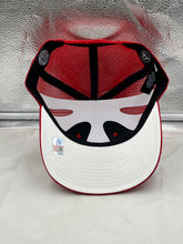 Load image into Gallery viewer, Close-up view of the Louisville Cardinals NCAA '47 Brand Red Trucker Mesh Adjustable Snapback Hat highlighting its breathable mesh design.