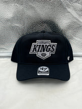 Load image into Gallery viewer, Los Angeles Kings NHL '47 Brand Black Hitch Adjustable Snapback Hat displayed on a mannequin, showcasing its stylish design and team logo.