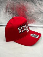 Load image into Gallery viewer, Nebraska Cornhuskers NCAA '47 Brand Red Hitch Adjustable Snapback Hat displayed on a white background, showcasing the vibrant red color and adjustable strap for a comfortable fit.