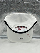 Load image into Gallery viewer, Atlanta Braves MLB '47 Brand White Roscoe Hitch Adjustable Snapback Hat worn casually, demonstrating its stylish versatility as an essential Atlanta Braves hat.