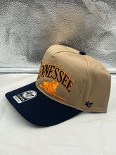 Load image into Gallery viewer, Tennessee Volunteers NCAA '47 Throwback Khaki TT Hitch Snapback Adjustable Hat front view showcasing bold team logo.