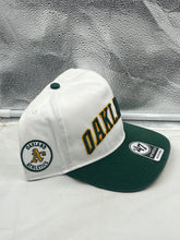 Load image into Gallery viewer, Oakland Athletics MLB '47 Brand White TT Script Hitch Adjustable Snapback Hat displayed front view, showcasing the stylish script logo design.