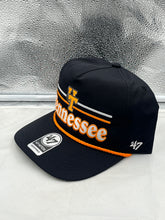 Load image into Gallery viewer, Tennessee Volunteers NCAA '47 Brand Black Rope Hitch Adjustable Snapback Hat side view highlighting the adjustable strap.