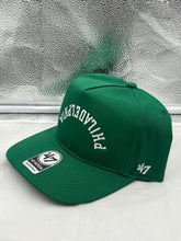 Load image into Gallery viewer, Philadelphia Eagles NFL '47 Green Reversed Script Hitch Snapback Adjustable Hat front view showcasing the stylish design.